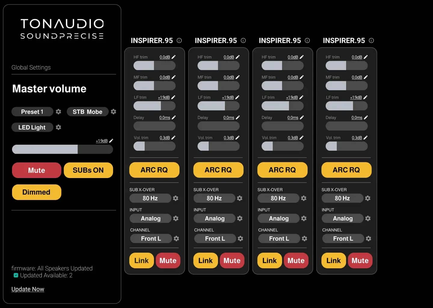 Tonaudio Web — веб-приложение для настройки и управления аудиомониторами